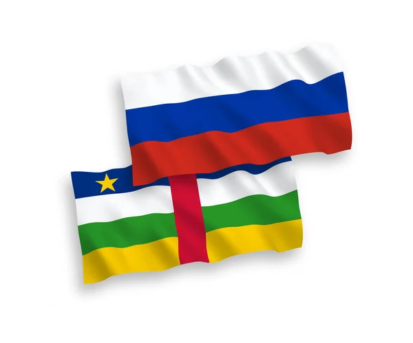 National Vector Fabric Wave Flags Central African Republic Russia Isolated — стоковий вектор