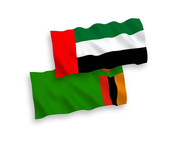 National Vector Fabric Wave Flags Republic Zambia United Arab Emirates — Stock Vector