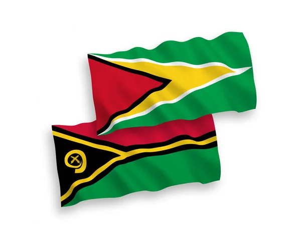 Nemzeti Vektor Szövet Hullám Zászlók Szövetkezeti Köztársaság Guyana Vanuatu Köztársaság — Stock Vector