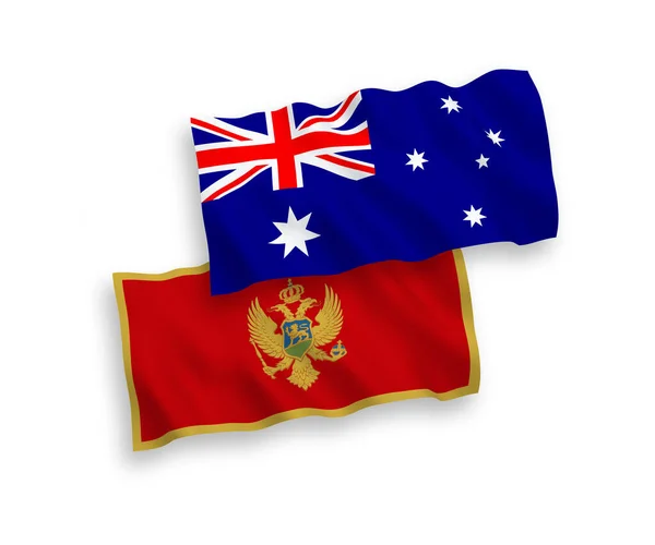 National Vector Fabric Wave Flags Australia Montenegro Isolated White Background — 图库矢量图片