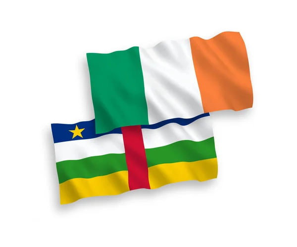 Bandiere Nazionali Tessuto Vettoriale Dell Irlanda Della Repubblica Centrafricana Isolate — Vettoriale Stock