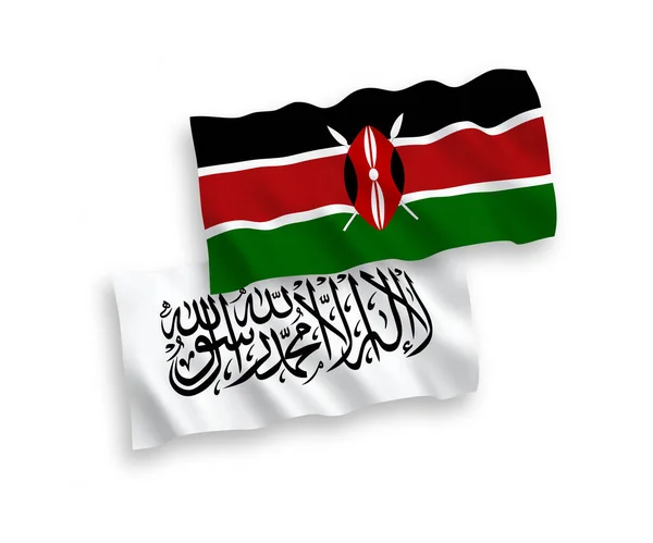 Drapeaux Nationaux Vectoriels Tissu Des Talibans Kenya Isolés Sur Fond — Image vectorielle
