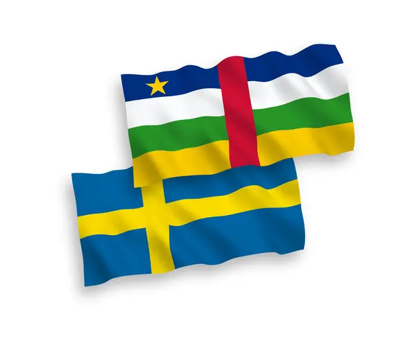 Bandiere della Svezia e della Repubblica Centrafricana su sfondo bianco — Vettoriale Stock