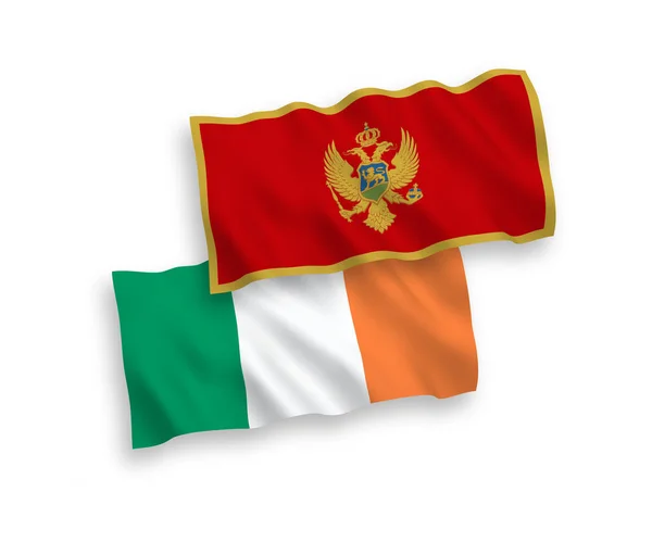 Flags of Ireland and Montenegro on a white background — Stock Vector