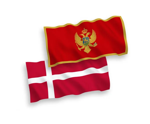 Σημαίες της Δανίας και του Μαυροβουνίου σε λευκό φόντο — Διανυσματικό Αρχείο