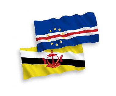Beyaz arkaplanda Cabo Verde ve Brunei bayrağı