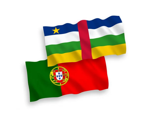 Flags of Portugal and Central African Republic on a white background — Stock Vector