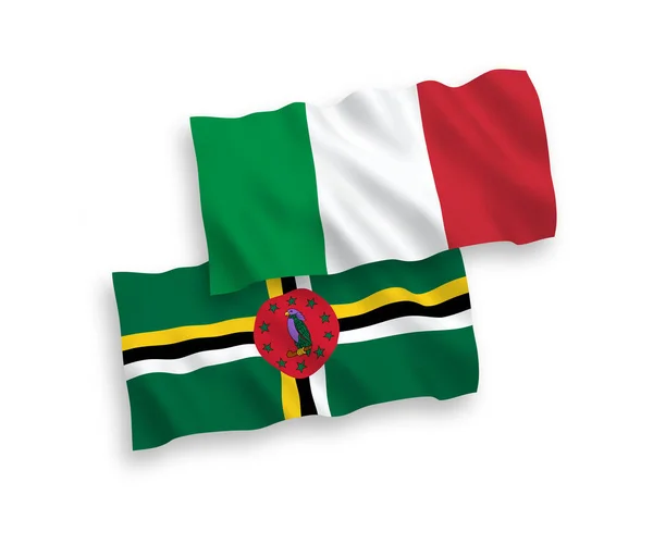 Banderas de Italia y Dominica sobre fondo blanco — Vector de stock