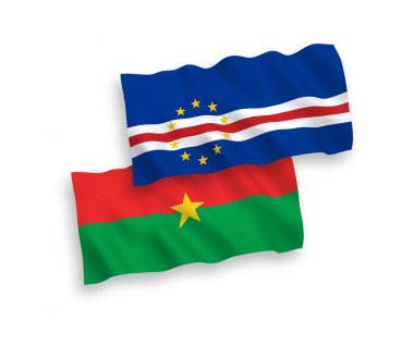 Beyaz arkaplanda Cabo Verde ve Burkina Faso bayrağı