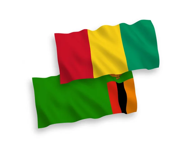 Banderas de la República de Zambia y Guinea sobre fondo blanco — Vector de stock