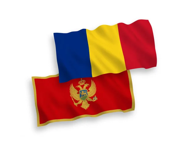 Прапори Румунії та Чорногорії на білому тлі — стоковий вектор