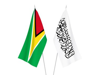 Taliban ve Kooperatif Guyana Cumhuriyeti bayrakları