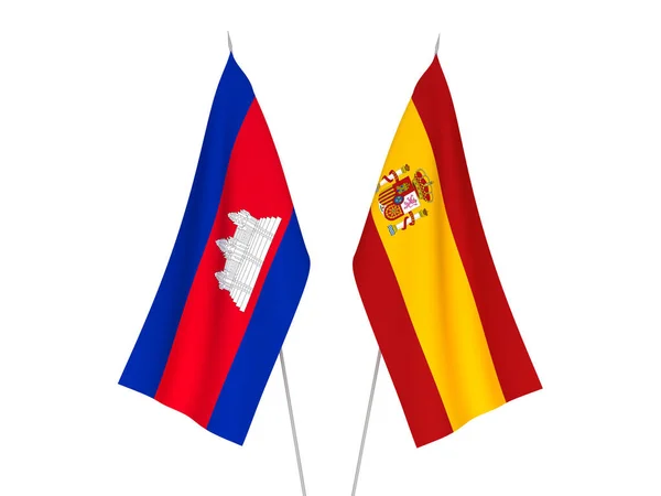 Spain and Kingdom of Cambodia flags — Stock Photo, Image
