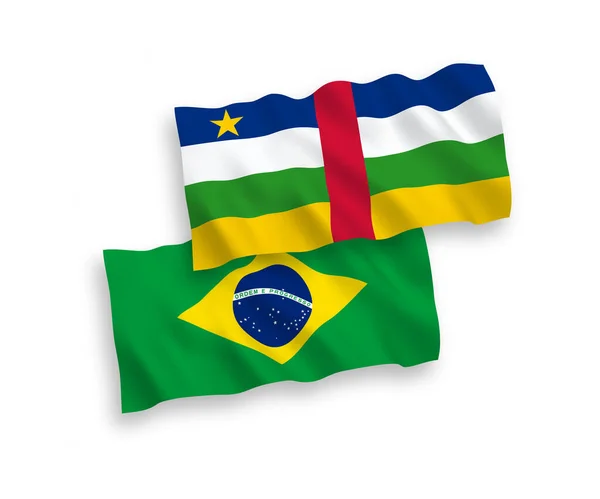 Bandeiras do Brasil e da República Centro-Africana sobre fundo branco — Vetor de Stock