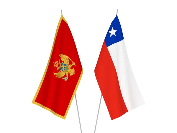 Bandeiras Tecido Nacional Chile República Centro Africana Isoladas Fundo Branco — Fotografia de Stock