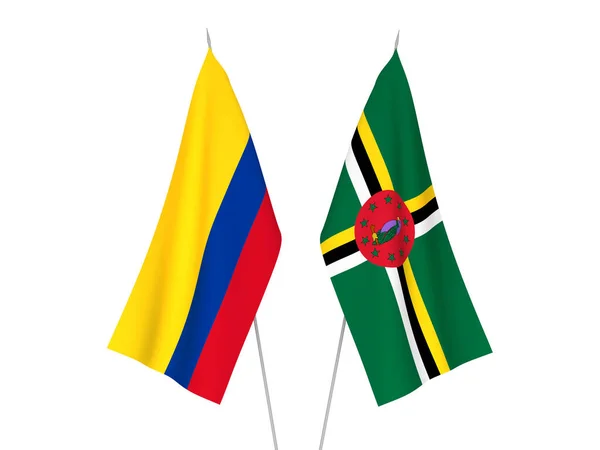 콜롬비아와 도미니카의 국기들은 바탕에 있었다 렌더링 — 스톡 사진