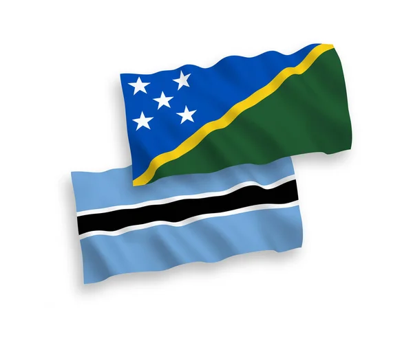 National Vector Fabric Wave Flags Solomon Islands Botswana Isolated White — Stock Vector
