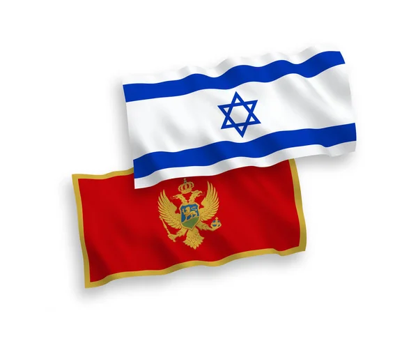 Nationale Vektor Stofffahnen Von Montenegro Und Israel Isoliert Auf Weißem — Stockvektor