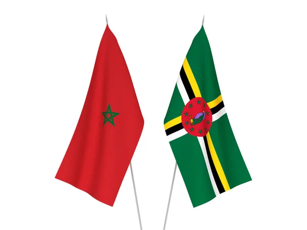 National Fabric Flags Morocco Dominica Isolated White Background Rendering Illustration — Stock Photo, Image