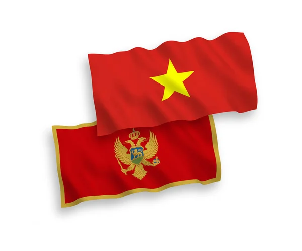 Flags of Montenegro and Vietnam on a white background — Stock Vector