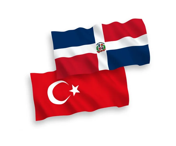Banderas de Turquía y República Dominicana sobre fondo blanco — Vector de stock