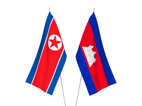カンボジア王国と北朝鮮の旗 — ストック写真