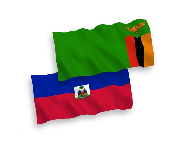 Σημαίες της Δημοκρατίας της Ζάμπια και της Δημοκρατίας της Αϊτής σε λευκό φόντο — Διανυσματικό Αρχείο