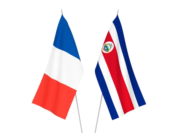 Frankrijk en de Republiek Costa Rica vlaggen — Stockfoto
