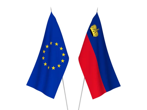 Europeiska unionens och Liechtensteins flagg — Stockfoto