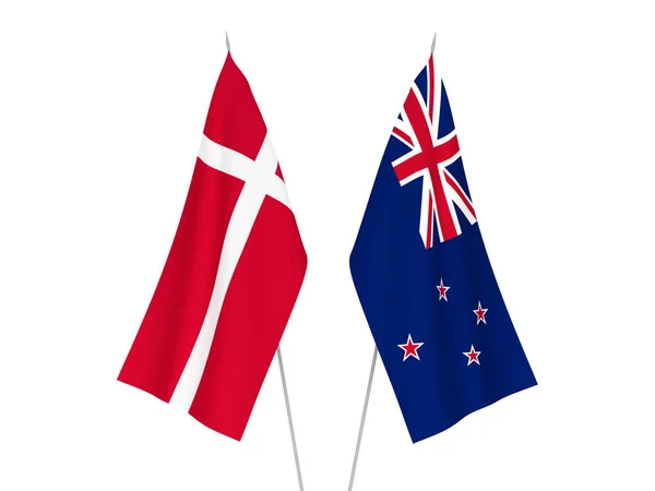 Nya Zeelands och Danmarks flagg — Stockfoto