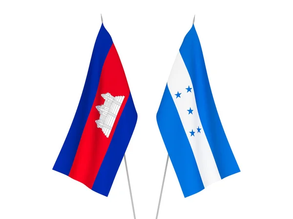 洪都拉斯和柬埔寨王国国旗 — 图库照片