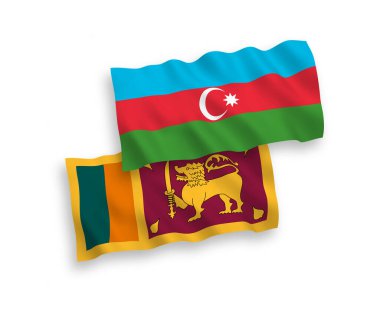 Beyaz arka planda Sri Lanka ve Azerbaycan 'ın ulusal taşıyıcı kumaş bayrakları izole edildi. 1 'e 2 oranında.