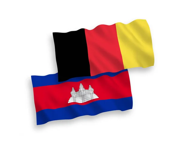 Εθνικό Διάνυσμα Υφασμάτινες Σημαίες Του Βασιλείου Της Καμπότζης Και Του — Διανυσματικό Αρχείο