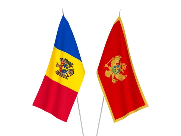 Національні Прапори Чорногорії Молдови Ізольовані Білому Тлі Візуалізація — стокове фото