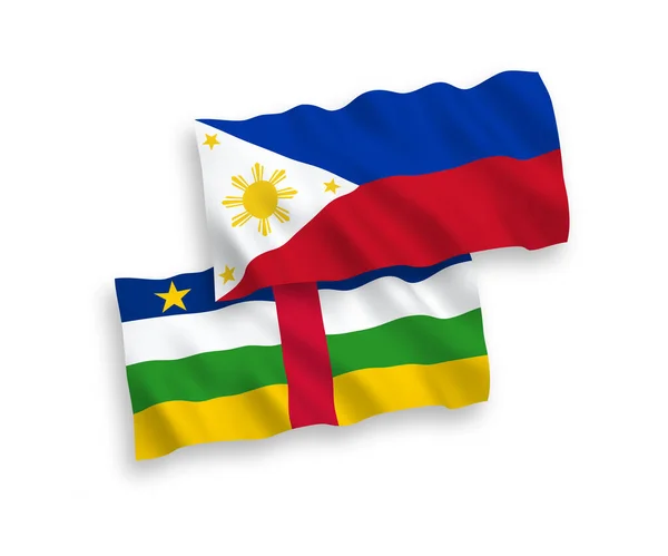 Banderas Nacionales Ondas Vectoriales República Centroafricana Filipinas Aisladas Sobre Fondo — Vector de stock