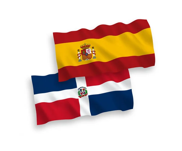 도미니카 공화국 스페인의 국기는 바탕에 게양되었다 — 스톡 벡터