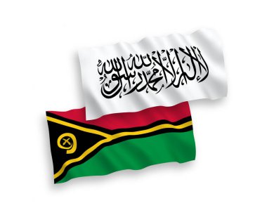 Beyaz arka planda, Taliban ve Vanuatu Cumhuriyeti 'nin ulusal taşıyıcı kumaş bayrakları izole edildi. 1 'e 2 oranında.