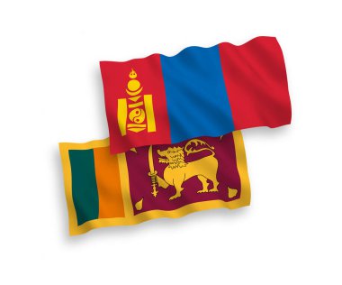 Beyaz arka planda Sri Lanka ve Moğolistan 'ın ulusal taşıyıcı kumaş bayrakları izole edildi. 1 'e 2 oranında.