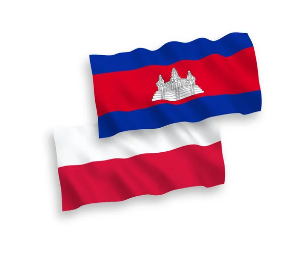 Εθνικές Σημαίες Κύμα Ύφασμα Διάνυσμα Του Βασιλείου Της Καμπότζης Και — Διανυσματικό Αρχείο