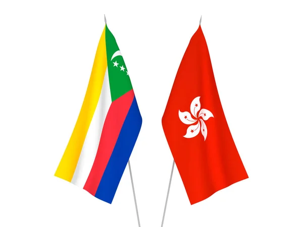 코모로 연합의 국가적 깃발은 바탕에 떨어져 있었다 렌더링 — 스톡 사진