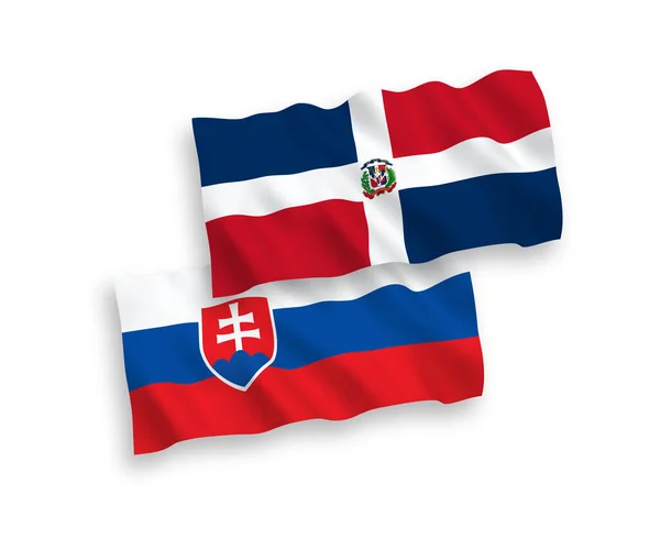 Белом Фоне Выделены Национальные Векторные Волновые Флаги Словакии Доминиканской Республики — стоковый вектор