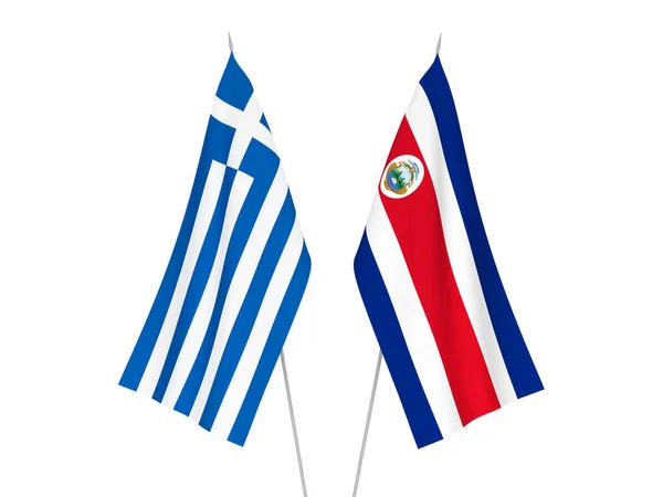 ギリシャやコスタリカの国旗は白地に隔離されている 3Dレンダリング図 — ストック写真