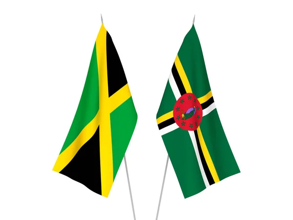 National Fabric Flags Jamaica Dominica Isolated White Background Rendering Illustration — Stock Photo, Image