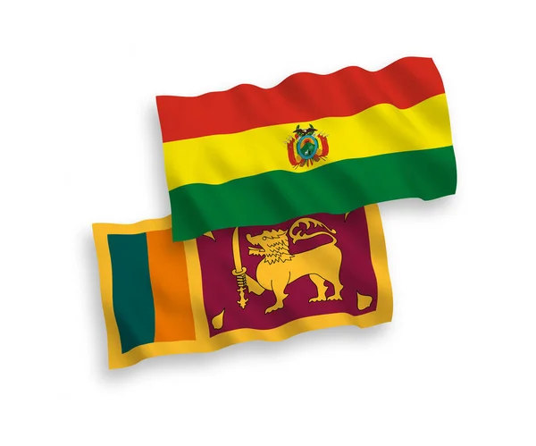 Nemzeti Vektor Szövet Hullám Zászlók Srí Lanka Bolívia Elszigetelt Fehér — Stock Vector
