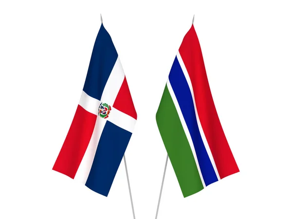 Bandiere Nazionali Tessuto Della Repubblica Del Gambia Della Repubblica Dominicana — Foto Stock