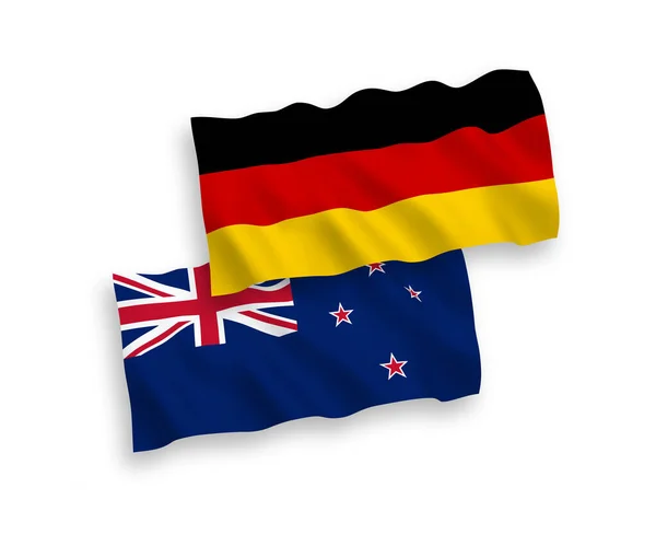 Εθνικές Σημαίες Κύμα Ύφασμα Διάνυσμα Της Γερμανίας Και Της Νέας — Διανυσματικό Αρχείο