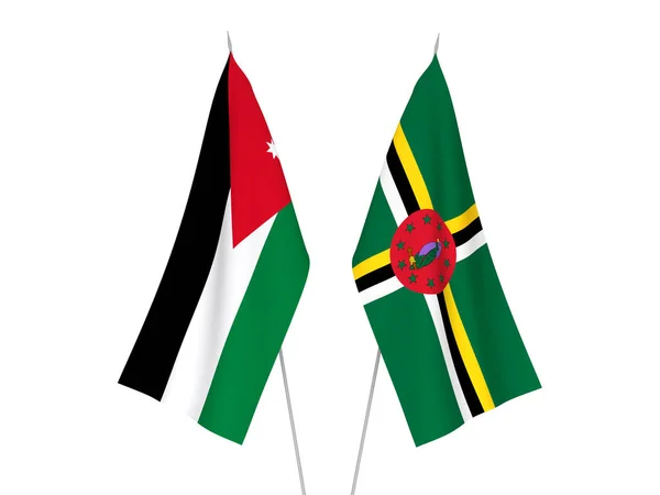 Dominica and Hashemite Kingdom of Jordan flags — Stock Photo, Image