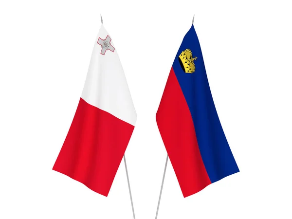 Banderas de Liechtenstein y Malta — Foto de Stock