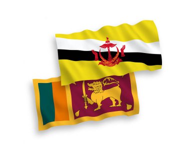 Beyaz arka planda Sri Lanka ve Brunei bayrakları