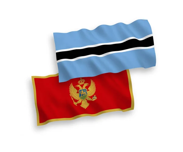Bandeiras de Montenegro e Botsuana sobre fundo branco —  Vetores de Stock